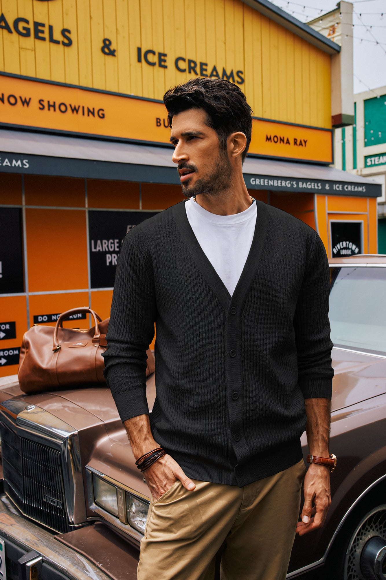 PERVERZE Double Face V Neck Knit Cardigan パーバーズ ダブル