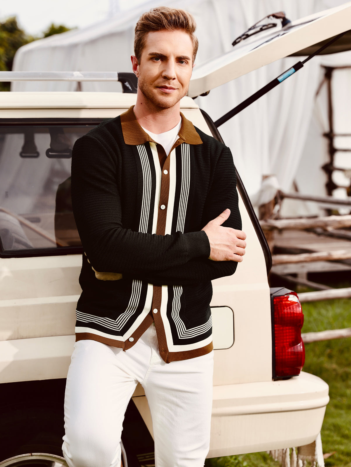 Herrenstrickjacke Cardigan Schalkragen Herren Collar Tips PJ PAUL