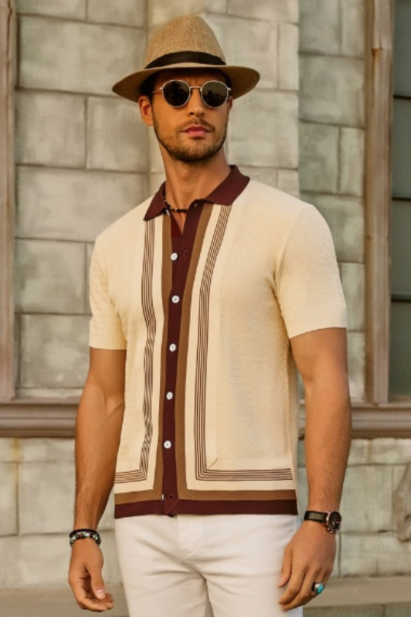 Cardigan Homme PJ PAUL JONES à Manches Courtes Et Col à Revers - 95% Viscose, 5% Polyamide - Style Décontracté Chic