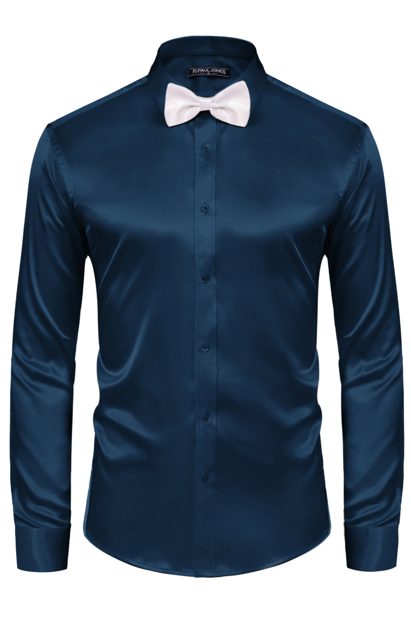 Men's Shiny Satin Dress Shirts Long Sleeve Button Down Silk Cardigans – PJ Paul  Jones