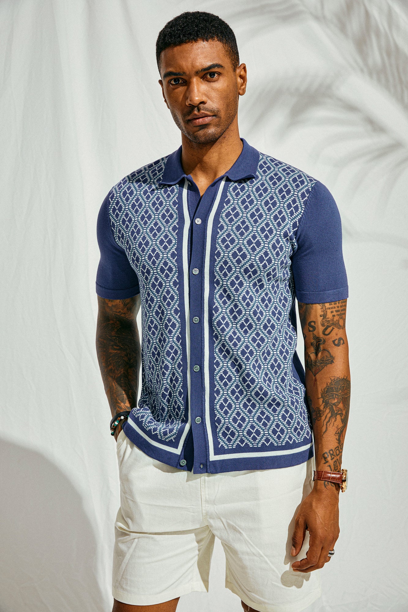 Men's Polo Shirts 70s Vintage Shirts Contrast Knitted Polo