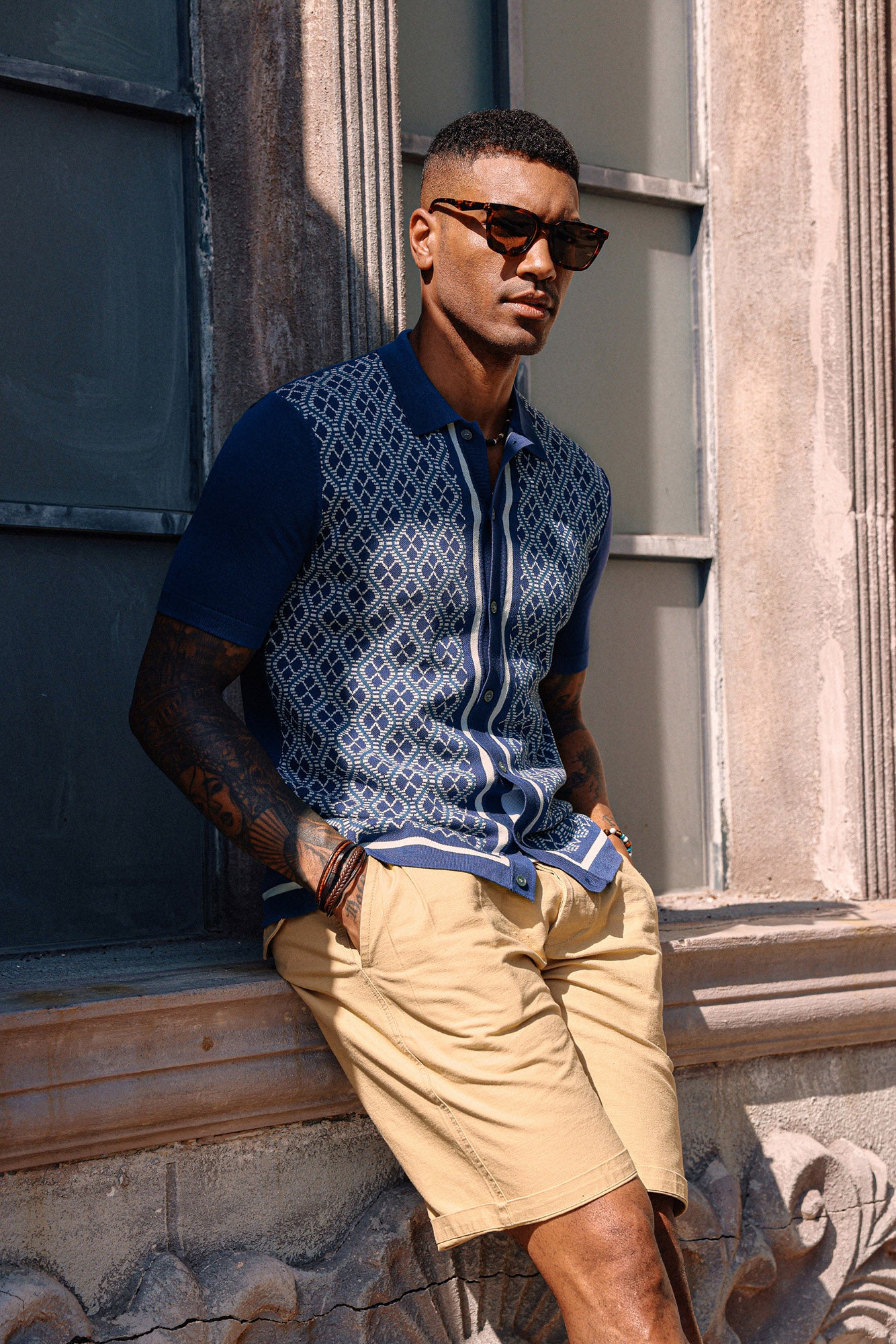 Men's Polo Shirts 70s Vintage Shirts Contrast Knitted Polo