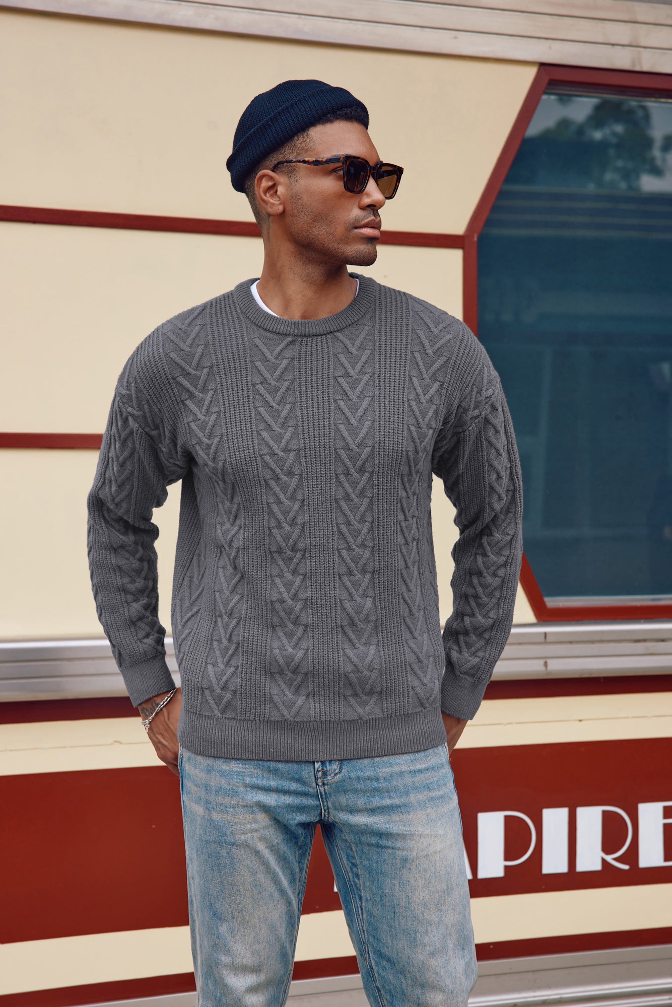 Casual Mens Knit Pullover Mens Slim Fit Quarter Zip Sweater PJ
