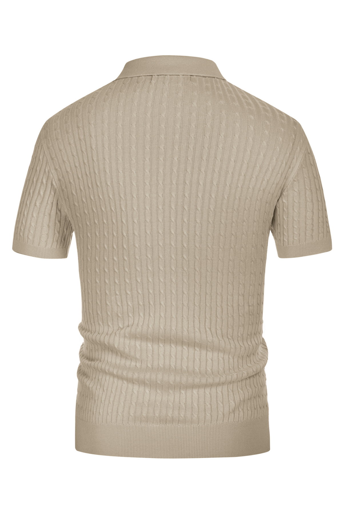 Men's Short Sleeve Polo Pullover Shirts Classic Cable Knitted Golf