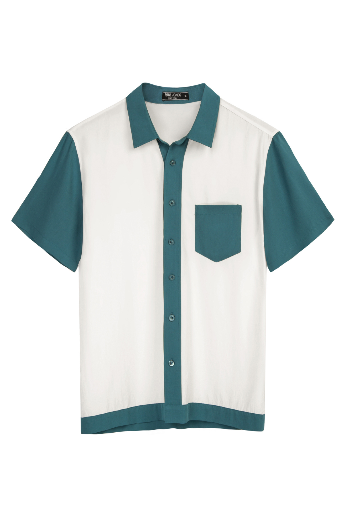 Men Contrast 70s Vintage Bowling Shirt Short Sleeve Button Down