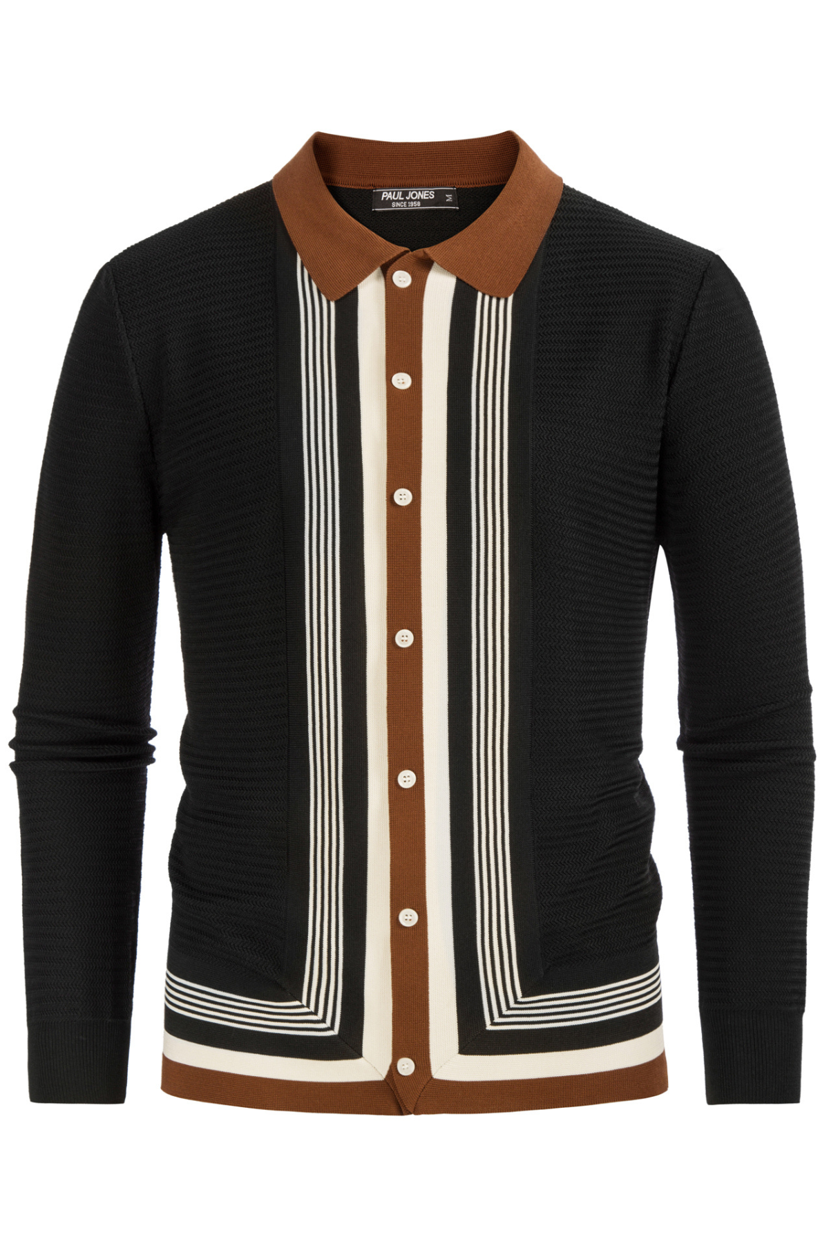 Mens Long Sleeve Button Down Knitted Cardigan Sweaters Stripe Polo Mens Long Sleeve Button Down Knitted Cardigan Sweaters Stripe Polo