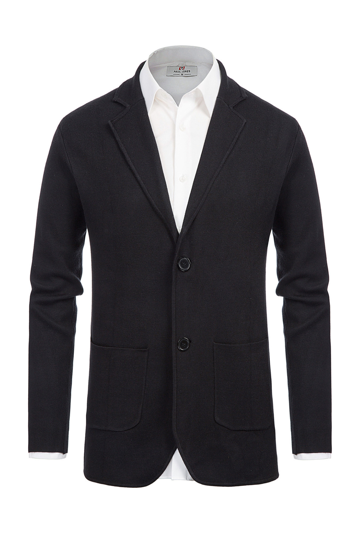 Men's Cardigan Sweater Shawl Collar Two Button Down Knit Blazer