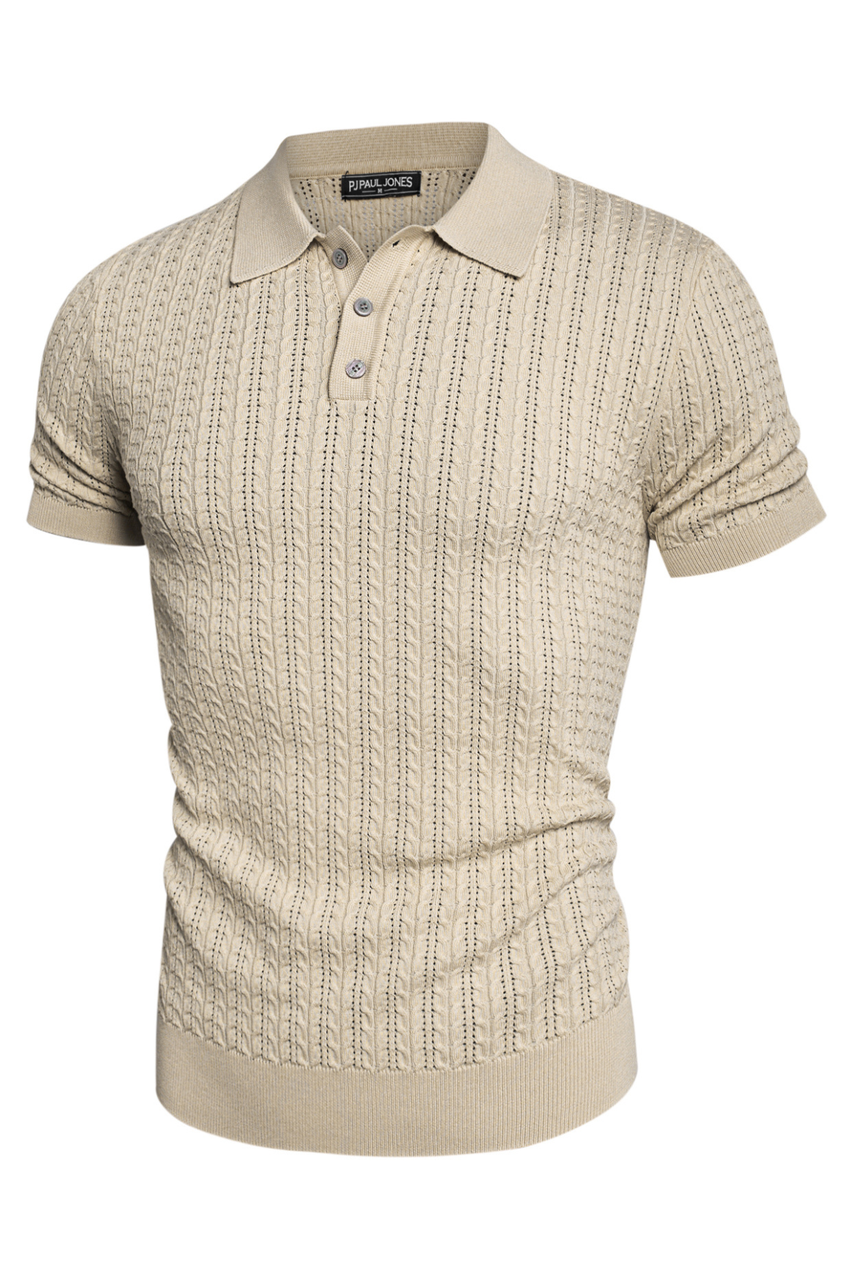 Mens Knit Polo Shirt Short Sleeve Hollow Out Knit Shirt