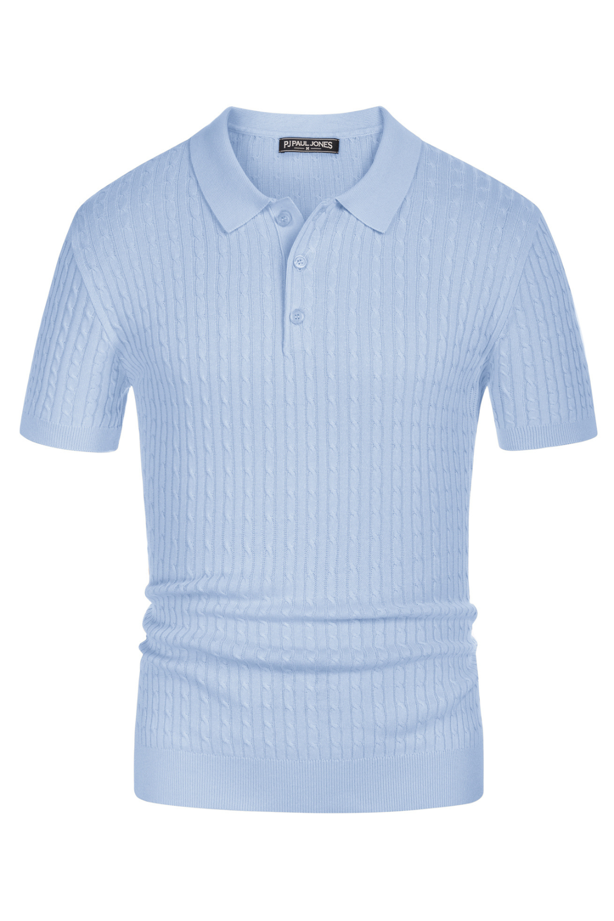 Men's Short Sleeve Polo Pullover Shirts Classic Cable Knitted Golf