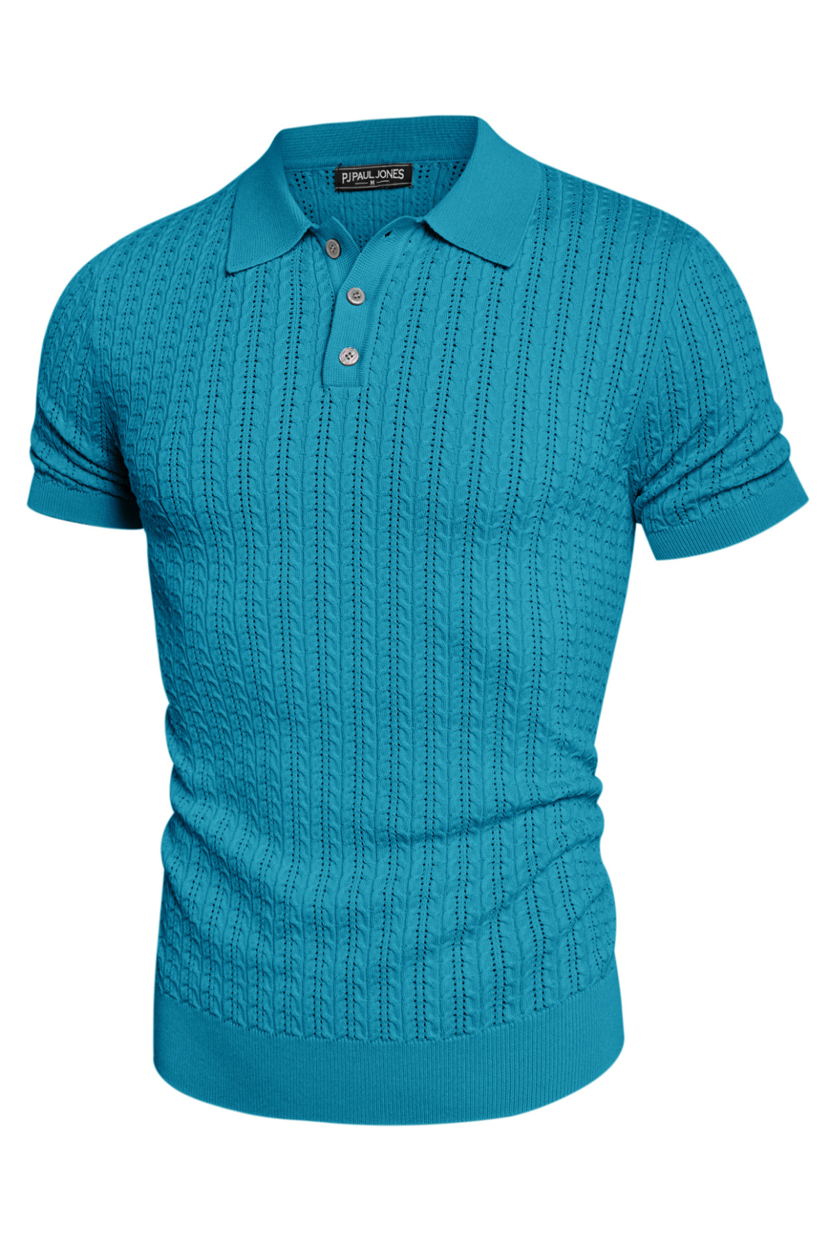 Mens Knit Polo Shirt Short Sleeve Hollow Out Knit Shirt
