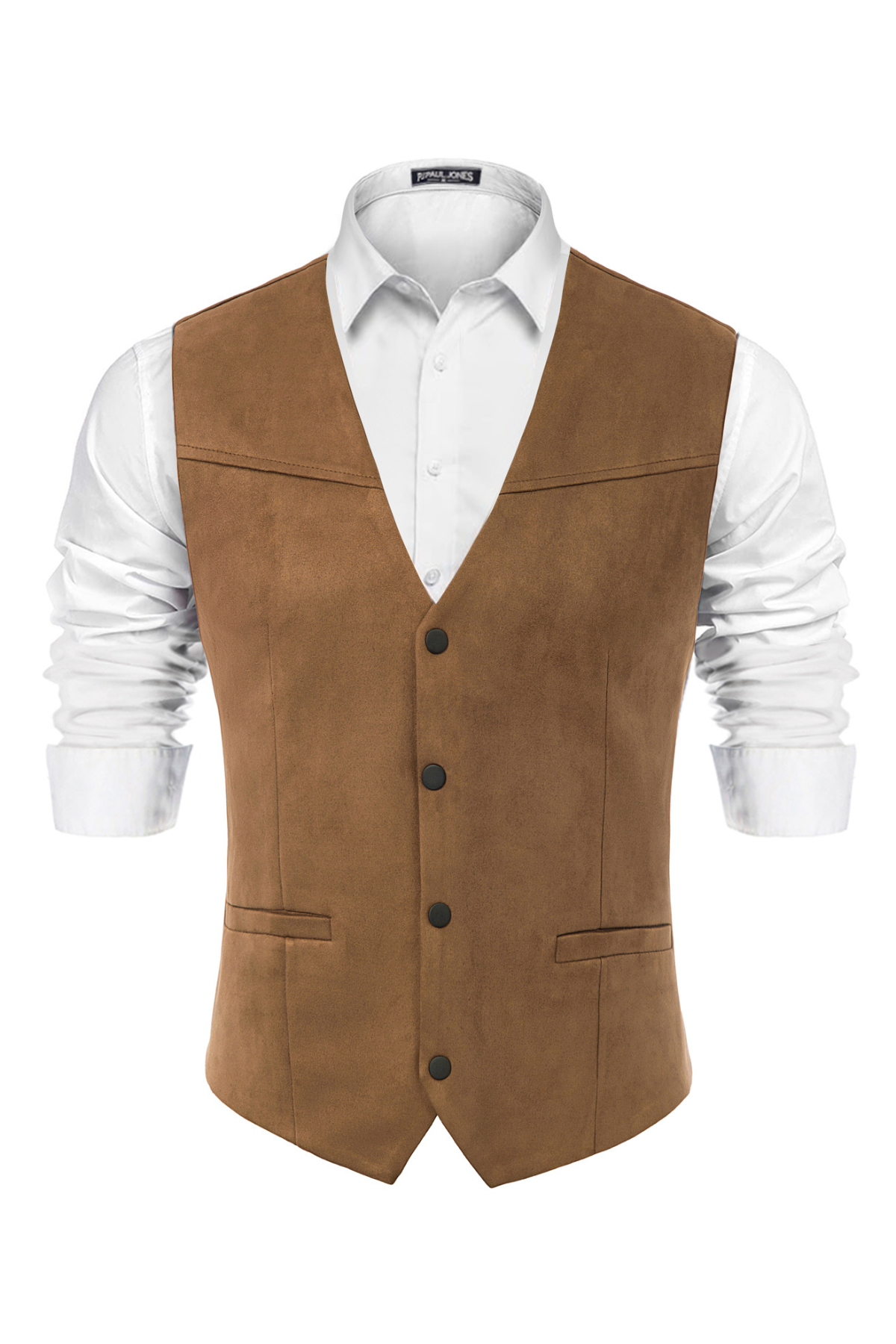 Suede Vest Men's Wool Blend Herringbone Tweed Vest Western Slim