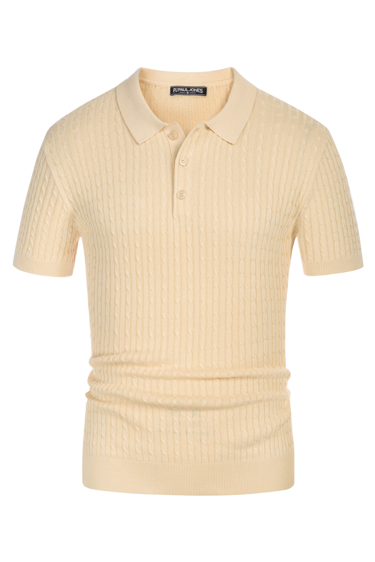 Men's Short Sleeve Polo Pullover Shirts Classic Cable Knitted Golf
