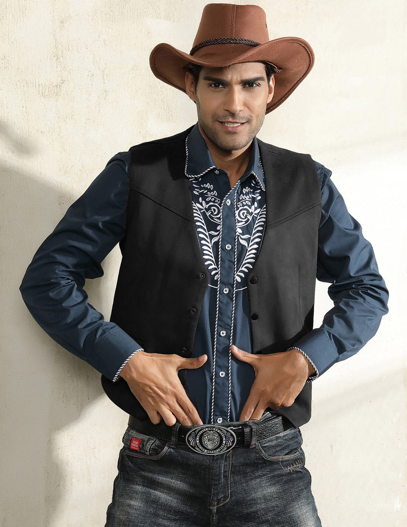 Cowboy Hat Suede Western Vest Men's Suede Leather Suit Vest Casual